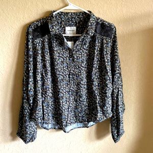 AE american eagle Long-Sleeve Peasant Blouse size: S
